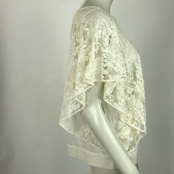 Joie Joyce Top Silk Blend Voile Lace Sleeve Blouse - Picture 4 of 8